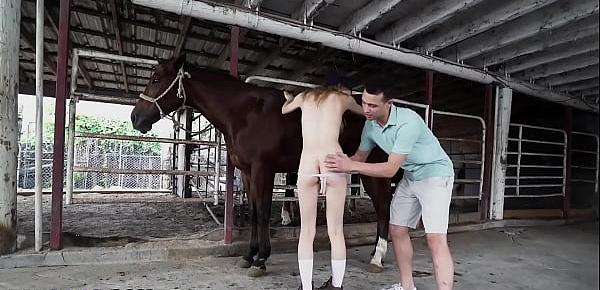  Petite Teen Kristy May Gets Fucked In Horse Stable By Johnny
